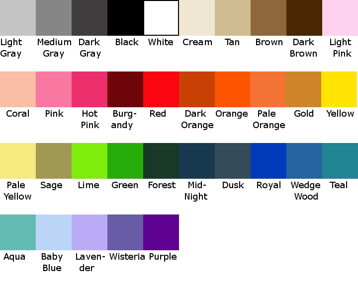 Net Color Chart