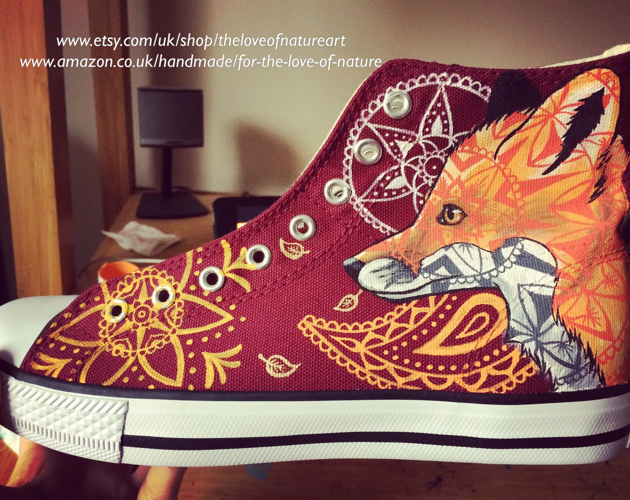 Custom Painted Red Fox Shoes by 