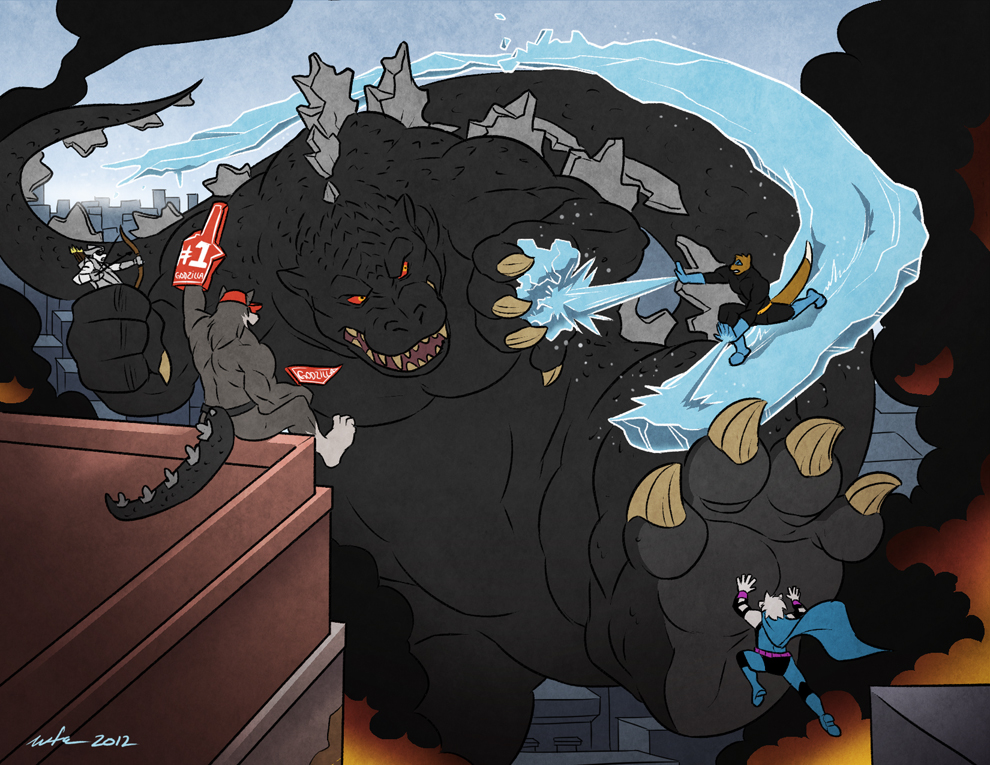Commission: Godzilla strikes by wfa. 