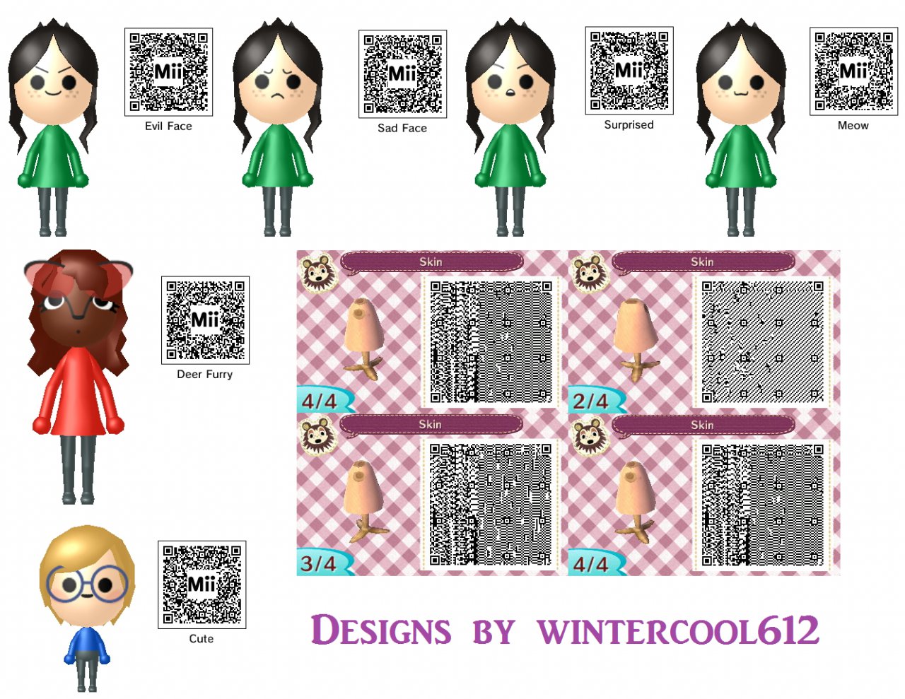 Mii And Animal Crossing New Leaf Qr Codes By Wintercool612 Fur.