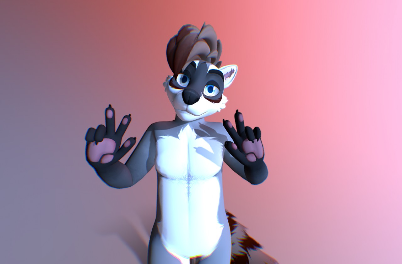 vrchat raccoon avatar by yellowstumps